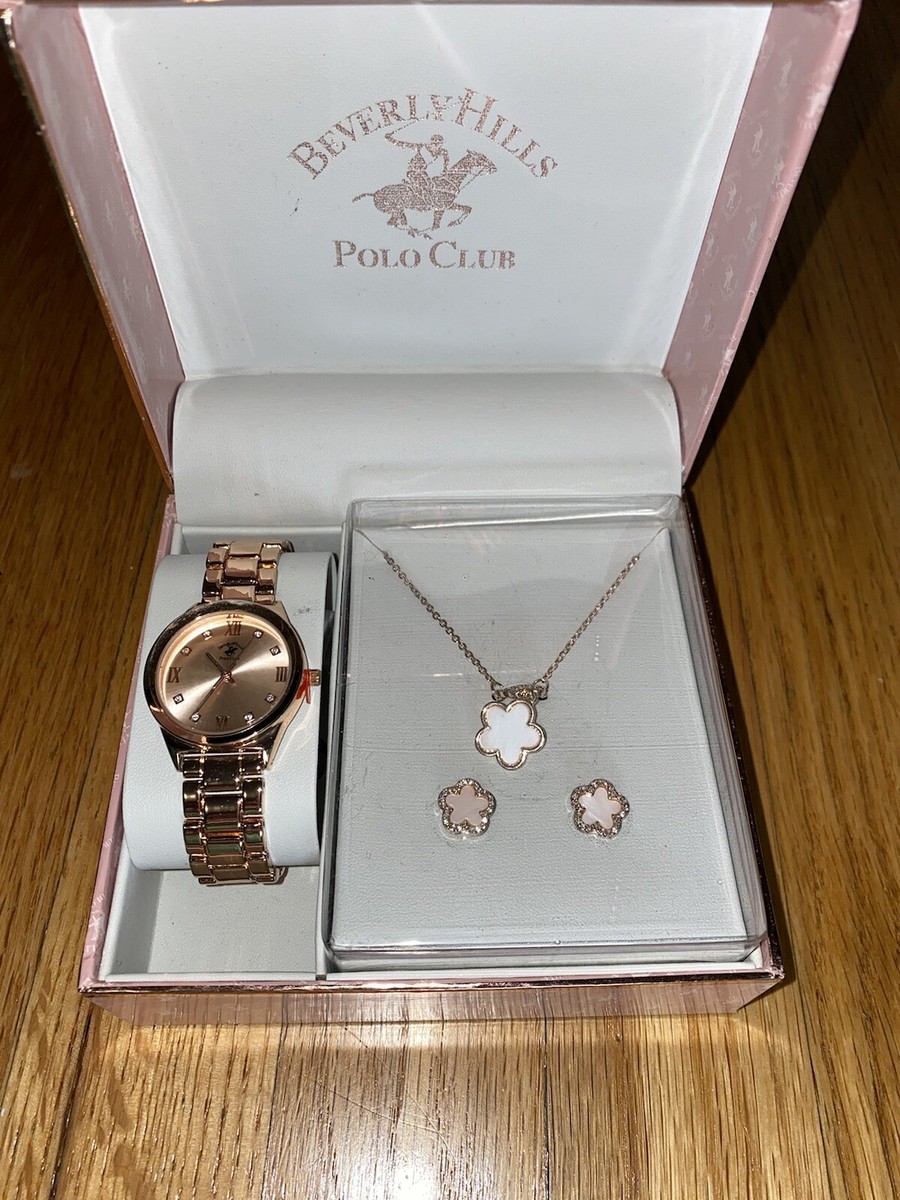 Beverly Hills Polo Club Rose Gold Watch and Jewelry Ensemble Beverly Hills Polo Club Rose Gold Tone Ladies Watch Necklace  main image 2