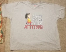 🔥VINTAGE Double Sided 80's 90's Peanuts Lucy Shirt Don't Give Me Your Attitude 
