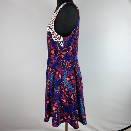 Xhilaration Fit & Flare Dress Juniors L Sleeveless Crochet Pleated Aztec Tribal - Picture 6 of 12