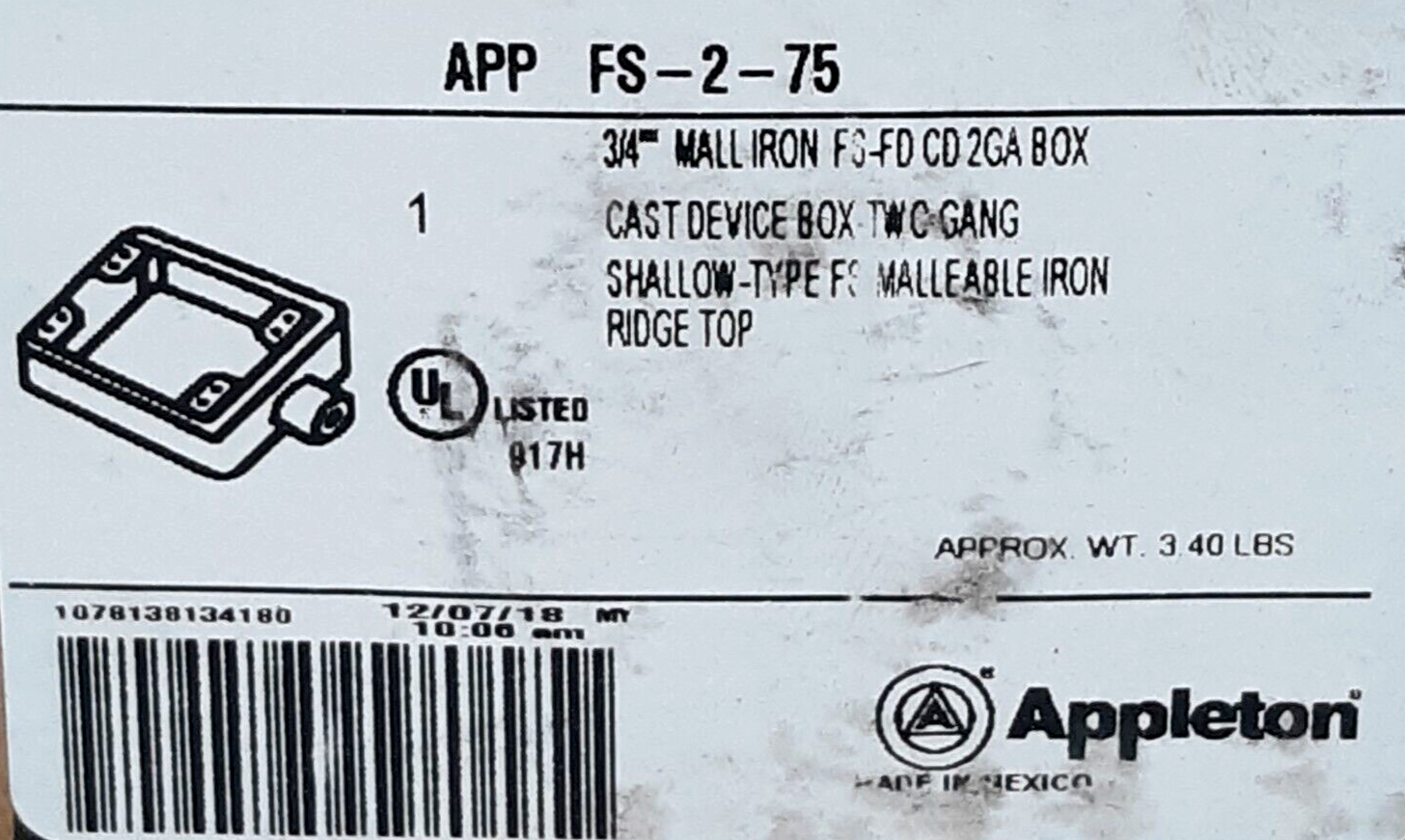 Appleton APP FS-2-75 Cast Device Box | eBay