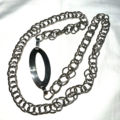 Silver Tone Large Metal Chain Link Fashion Belt 39