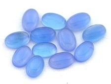 Twelve 6x4 6mm x 4mm Oval Blue Agate Cab Cabochon Gem Stone Gemstone CM56