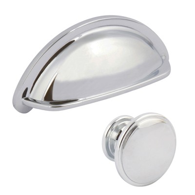 Chrome Kitchen Door Drawer Cup Pull Handle Knob Cupboard