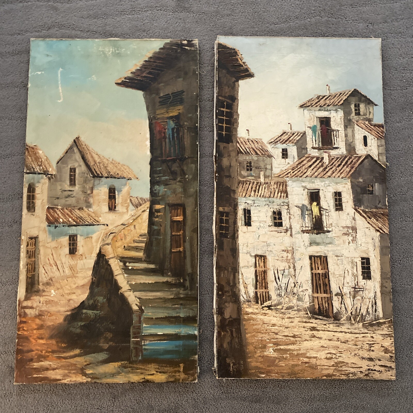 De Colección MCM Pintura al Óleo Madrid España Pueblo Calle Calle Calle Calle Calle Calle ¡Raro!