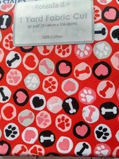 NEW - Puppy Paw Prints, Bones, Hearts - 100% Cotton - 1 yd precut - 8 available