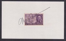 Mary Jordan, Pulitzer Prize Winner, autograph on Joseph Pulitzer stamp on card