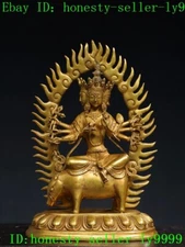Tibet temple bronze Gilt molizhitian Marici-deva Kwan-yin Goddess Buddha Statue