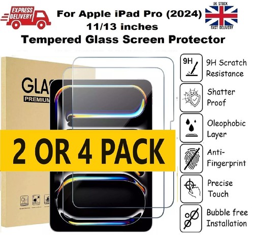 Twin Pack Gorilla Tempered Glass Screen Protector For Apple 13" 11" iPad Pro M4 - 第 1/6 張圖片
