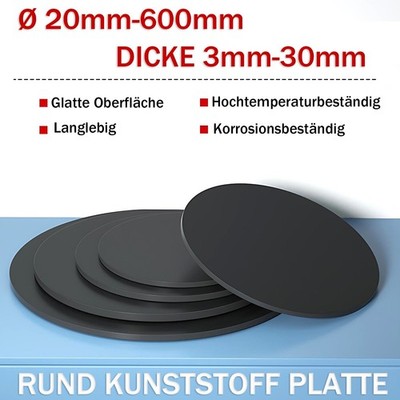 Schwarz Rund PVC Platte Kunststoff Ronde Scheibe Platte Ø20-600mm Dicke 3mm-30mm