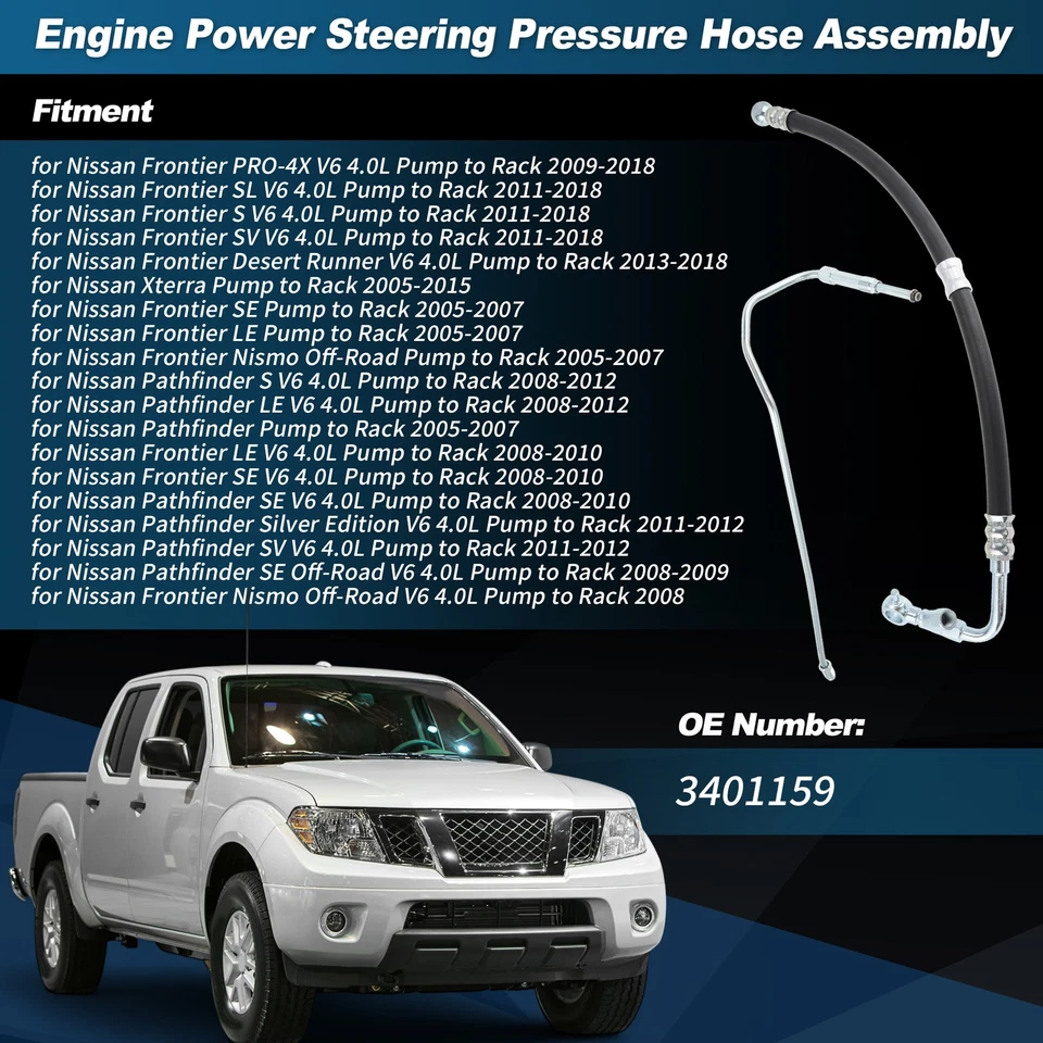 Power Steering Pressure Hose for Nissan Frontier 2011-2018 No.3401159 - Изображение 2 из 4