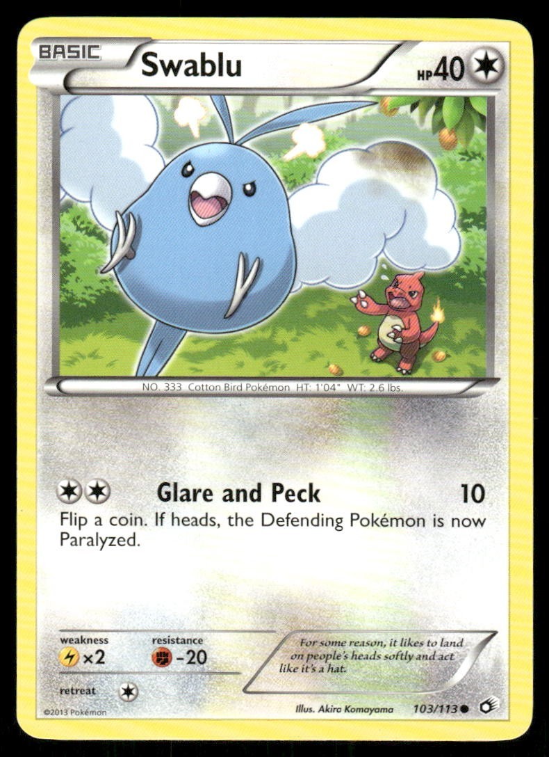 Pokemon Tcg Swablu #103 Pokemon Legendary Treasures LP