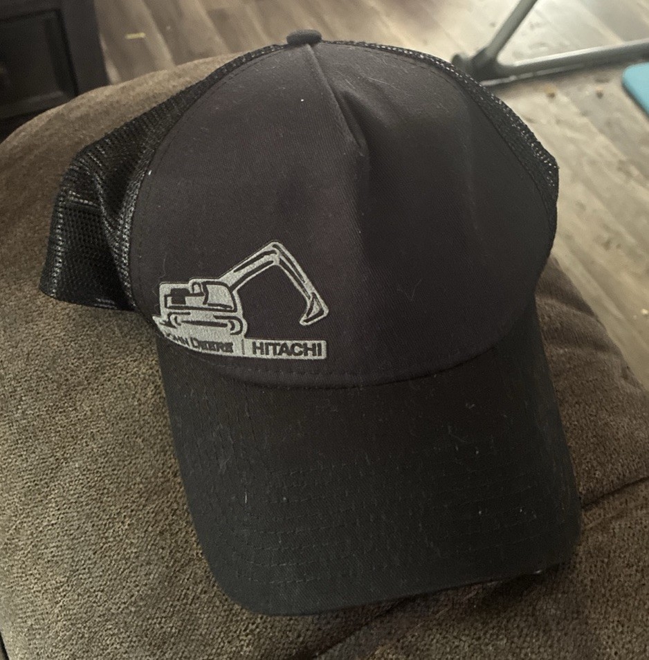 John Deere Black Hat With Grey Logo Hitachi