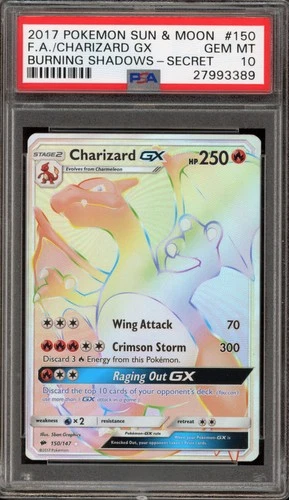 Pokemon Charizard GX Burning Shadows Secret Rare Full Art #150 PSA 10 Gem Mint