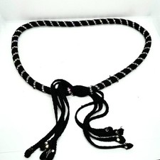 VINTAGE BLACK ROPE Rhinestone Belt Tassel Statement 80s 70s Retro Disco