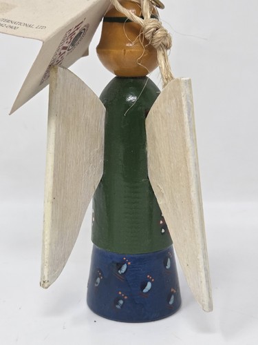 Engel Holz Weihnachtsschmuck russische Folkart handbemalt signiert 1998 Rezcik - Bild 9 von 11