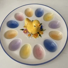 Harry & David Colorful Easter “Baby Chick” Deviled Egg Dish 10” Plate Platter