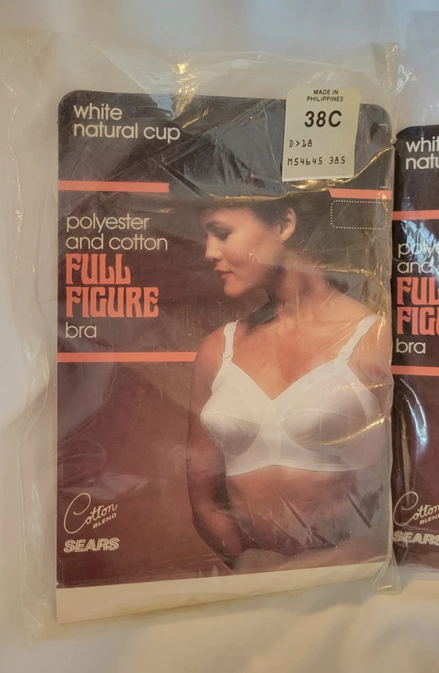 Lot of 3 VTG 1960s Full Figure Pointy Bra White 38 C Sears Set Polyester NIB NOS - Image 2 of 4