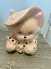 Vintage HULL POTTERY Pink Cat Head VASE Flowers Ceramic Planter 1955 #37