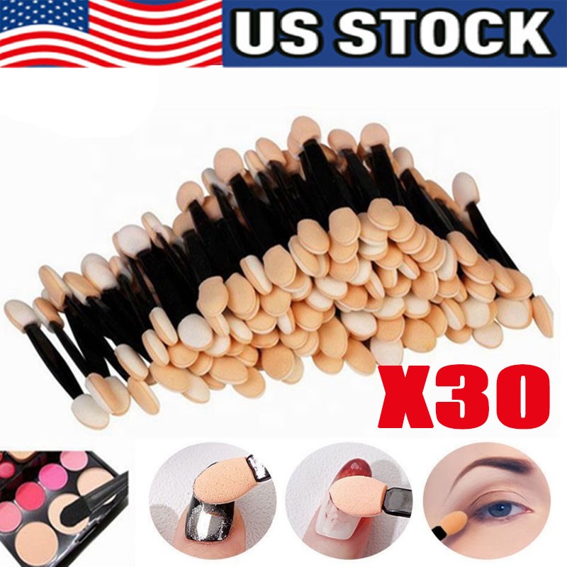 30Pcs Disposable Eyeshadow Brush, Double Ended Sponge Eye Shadow Applicator