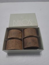 4 goldfarbene Metallkette Serviettenringe Balos 1989 Hongkong Vintage OVP 