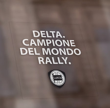 VETROFANIA SPECULARE LANCIA DELTA CAMPIONE DEL MONDO RALLY | 7,5x7,5 cm
