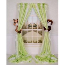 Curtain Critters ALGFMY240510COL Plush Safari Giraffe and Chocolate Monkey Cu...