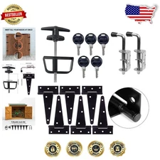 Heavy-Duty Shed Hardware Kit: T-Handle Lock, Latches, Rust-Resistant Hinges