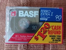 Vintage BASF Ferro Extra I 90 IEC I Blank Cassette Tape NEW, Sealed