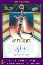 2020-21 Panini Select In Flight Autograph PRIZM #SFS Stee Francis AUTO /249
