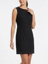 ALFRED SUNG Black Sleeveless Eyelet Cotton Sheath Mini Dress Sz 14 - 721