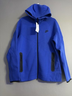 Nike Blue Fleece Full Zip Hoodie Hooded Logo Men's Long Sleeve Size L FQ1883-493