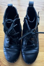 Wonder Nation Girls Studded Zippered Black Boots Size 2