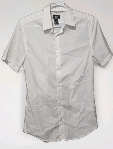 H&M Short Sleeve Bultton Up Shirt Mens Size XS White - 第 1/3 張圖片