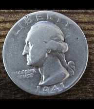 1941 P Mint Washington Quarter 90% Silver US Coin 0.18084 troy oz = 5.625 Gram