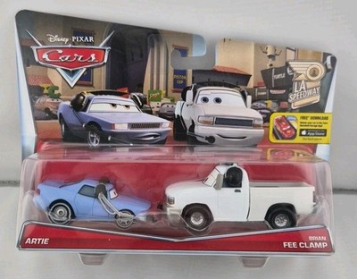 DISNEY PIXAR CARS ARTIE & BRIAN FEE CLAMP LA SPEEDWAY DIECAST New Sealed