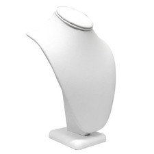 White Leatherette Jewelry Necklace Display Bust 11" Tall Stand