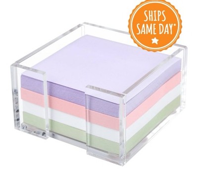 Acrylic Sticky Note Holder, 3 X 3 Crystal Clear Acrylic Notepad Holder