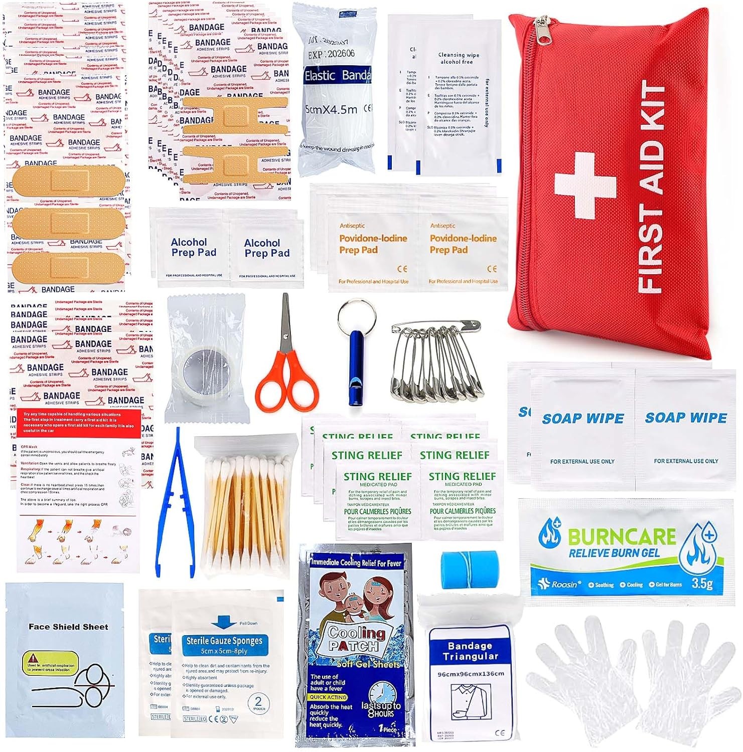 First Aid Kit for Home Car Travel 107 Piece Emergency Kits for Hiking Camping