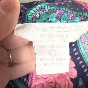VTG Mystique Intimates Multicolored Floral/Paisley Bias Cut Slip Dress Large 38B