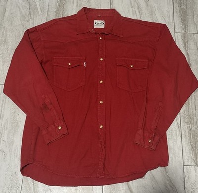 Vintage Scott & Dixon Pearl Snap Western Shirt Men's Medium Red Farm Work Chore