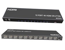 4K HDMI Splitter 1 in 10 Out - Powered Splitters 10 Way Monitor 10p 4k30Hz