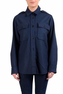 Maison Martin Margiela 4 Women's Cashmere Wool Blue Shirt Jacket US S IT 40