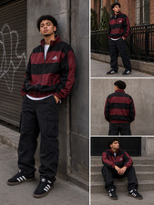 Vintage 90s Adidas Equipment EQT Jacket Mens XL Striped Black Red Retro Rare