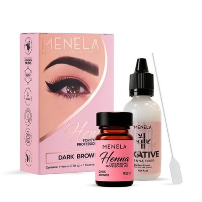 Eyebrow Henna Tint Kit   Dark Brown   Up to 60 Applications, DIY & For Profes...