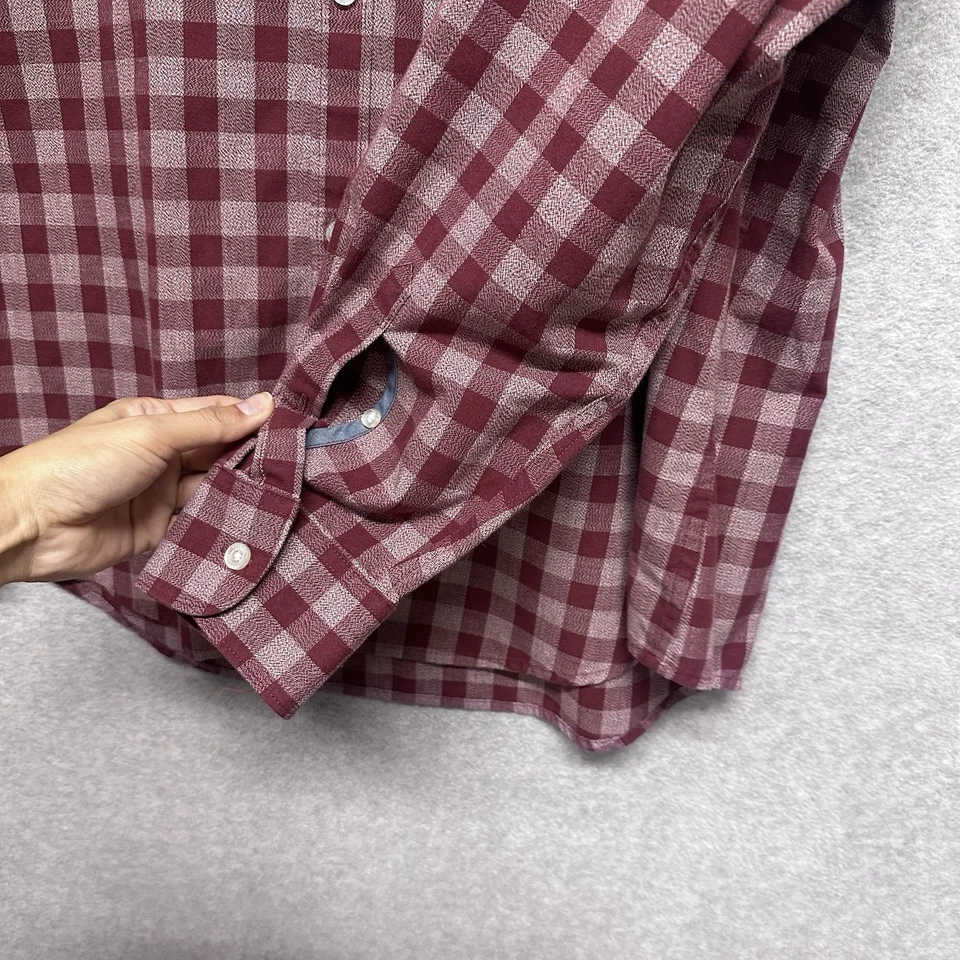 Penguin Shirt Mens Size XL Burgundy Red Plaid Casual Button Up Long Sleeve Basic - Image 4 of 4