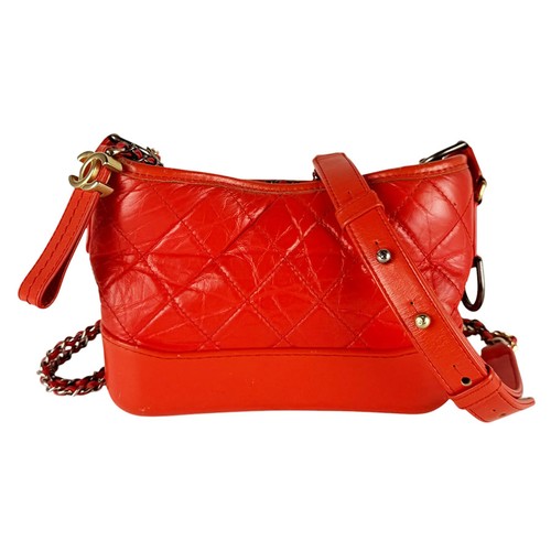 Auth CHANEL Gabrielle de Small Hobo Shoulder Bag Orange/Gold/Silver - z10424