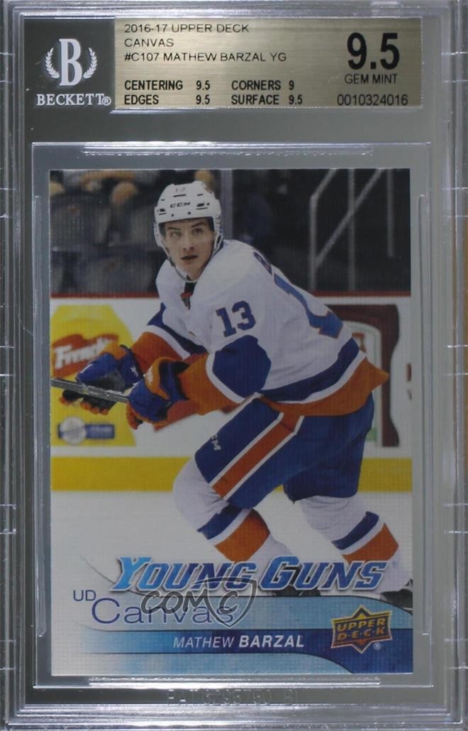 2016-17 Upper Deck UD Canvas Mathew Barzal Young Guns BGS 9.5 GEM MINT RC Rookie