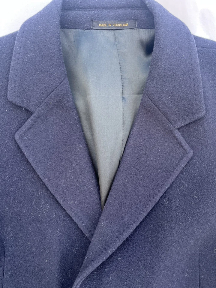 Vintage Harvard Coop Society Wool Overcoat Mens Size 44 Blue Made in Yugoslavia  - Image 4 of 4