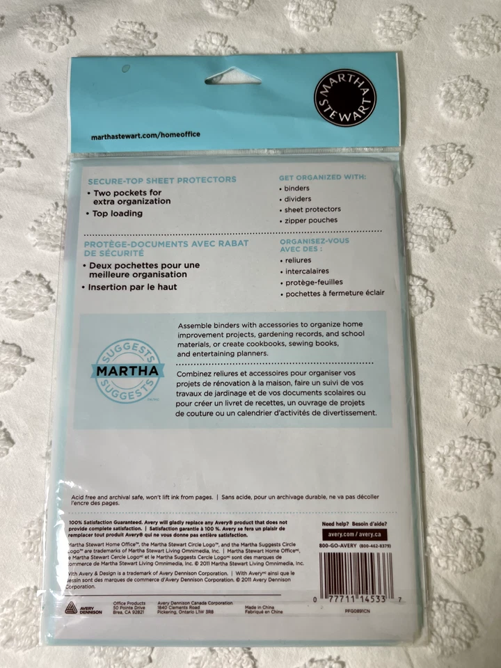 Martha Stewart Avery Office Supplies Secure Top Sheet Protectors Flap Teal 5/Pk - Image 2 of 2