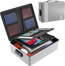 Fireproof Document Box with Lock, Hard Case Files Safe Organizer, 8-Layer Firepr